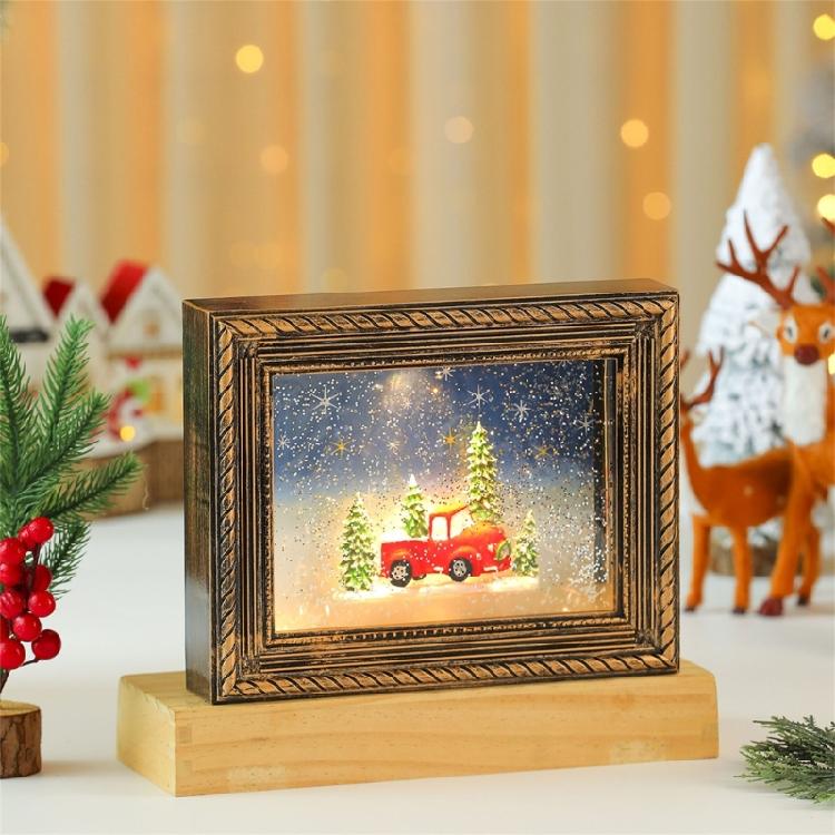 Seasonal Musical Picture Frame Feature Stmospheres LED Light Revolving Snowfalls And Durable Plastic Design