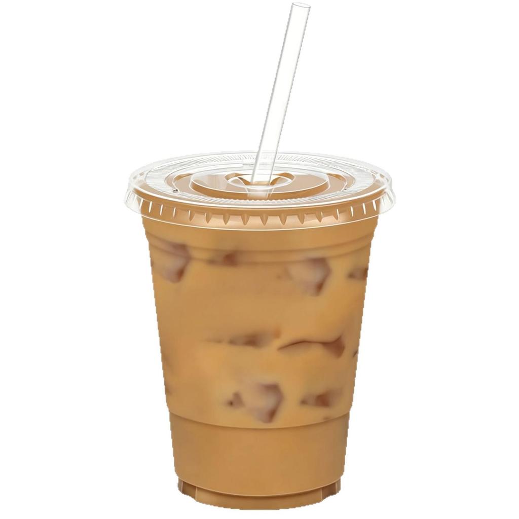 16 Oz Clear Disposable Plastic Cold Drink Cup with Lid and Straw