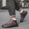Hand-stitching Leather Men Boots Comfortable Casual Leather Shoes Men Ankle Boots Moccasins Man Tooling Shoes