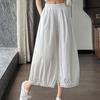 Women's Summer White Casual Lantern Wide-Leg Pants | Wutong-Style 9/10 Length Trousers