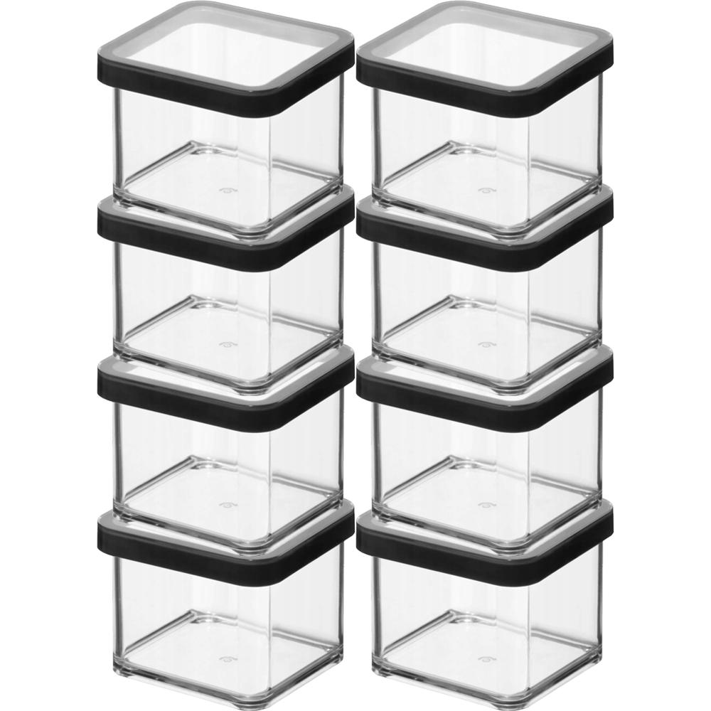 Plastic containers for food, treats, feed, square 8x500ml LOFT black Rotho