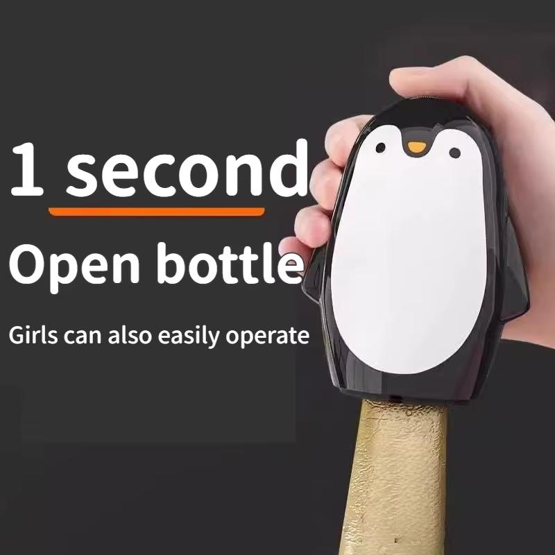 Automatic Penguin Bottle Opener Labor-Saving Push Down Magnetic Beer Bottle Opener Press-Type Creative Bottle Cap Remover Party