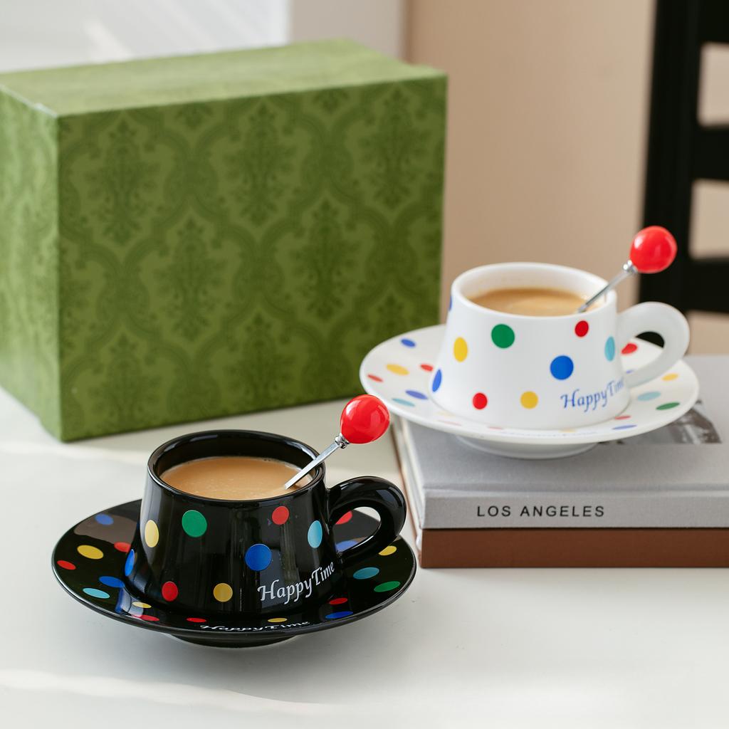 Nordic Style Coffee Cup with Spoon Cup and Saucer High Value Creative Ceramic Cup Office Water Cup Girls Souvenir