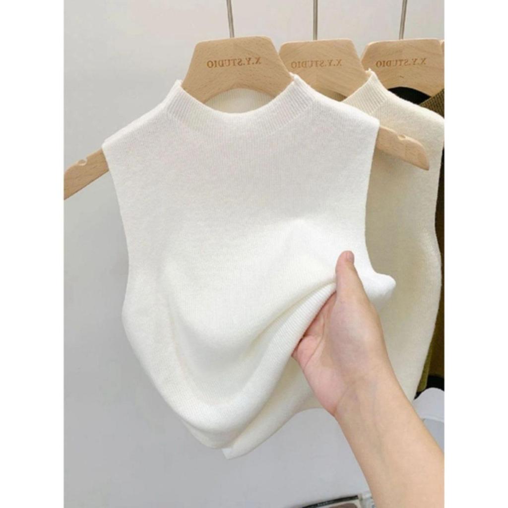 Round Neck Tank Top Knit Crop Tops Women Summer Camis Solid Color Camisole Fashion Tube Female Sleeveless Cropped Y2K Girl Clothes