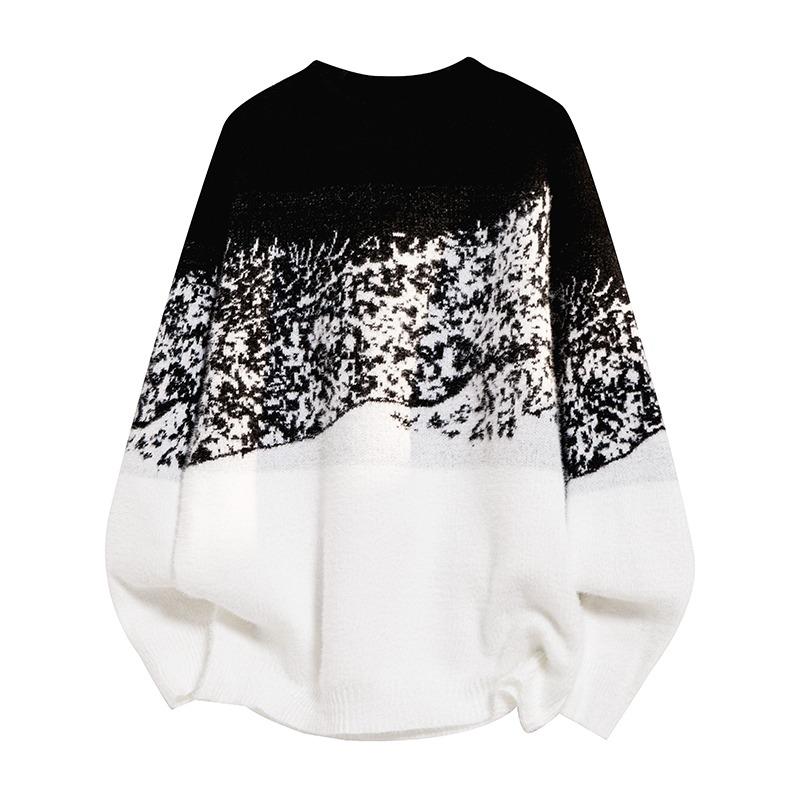 Men's Letter Round Neck Bottoming Sweater Contrast Color Long-sleeved Pullover Fashionable Casual Top