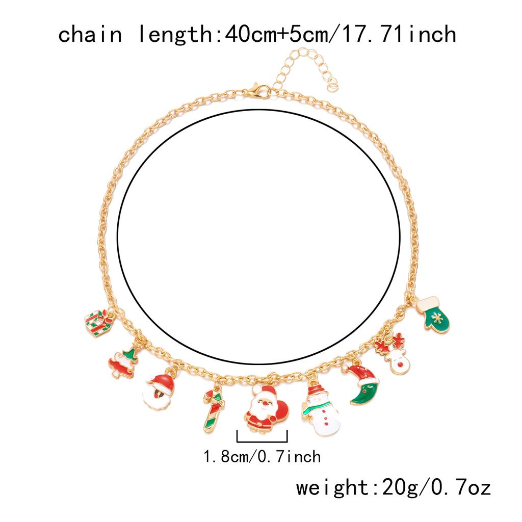 Christmas Elk Snowman Santa Claus Pendant Necklace for Women Snowflake Candy Charm Chain Necklace New Year Jewelry Holiday Gift