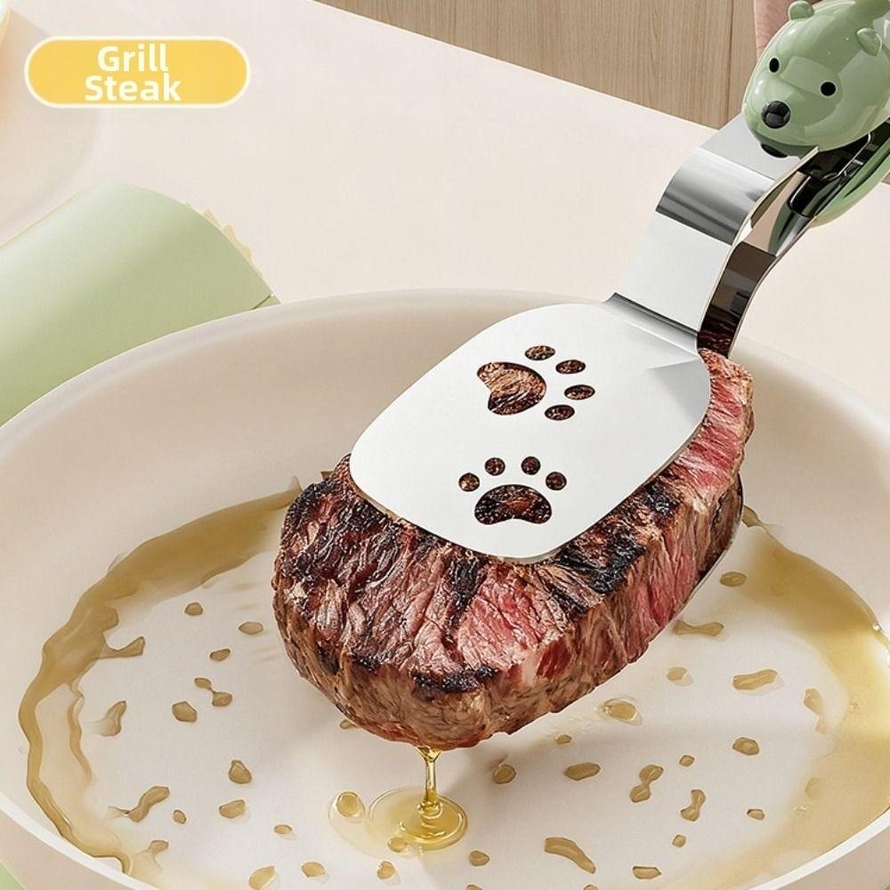Heat Resistant Steak Spatula Tongs Anti-scald Steak Flipping Clip  Grill Buffet