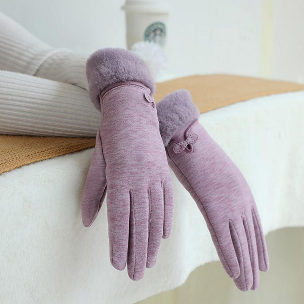 

Перчатки из бархатного материала с кроликом, перчатки для сенсорного экрана, плюшевые теплые перчатки с запястьем, осень и зима