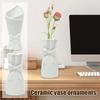 Nordic Ceramic Vase Flower Bottle White Bow Pot Ceramics Plants Vase for Dried Flower Living Room Home Wedding Table Decor Gift