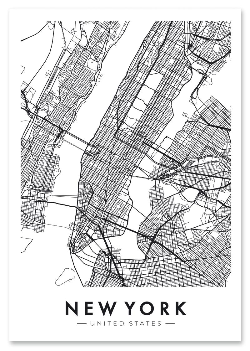 

Плакат Нью-Йорк план міста карта 30x40 cm