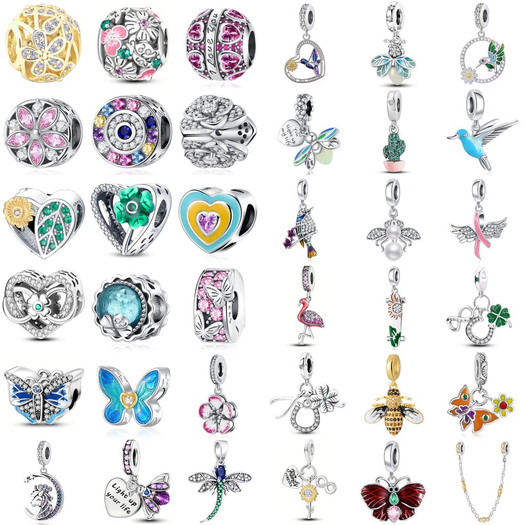 NEW Copper Charm Compatible With Authentic Bracelets Accessories Women Jewellery Early Spring Forest Collection Flower Butterfly