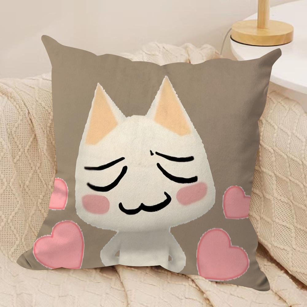 i-Inoue toro CUTE Cat Cushion Cover Soft Plush Fabric Double-Sided Printed Cushion Covers for All Seasons Home Decor