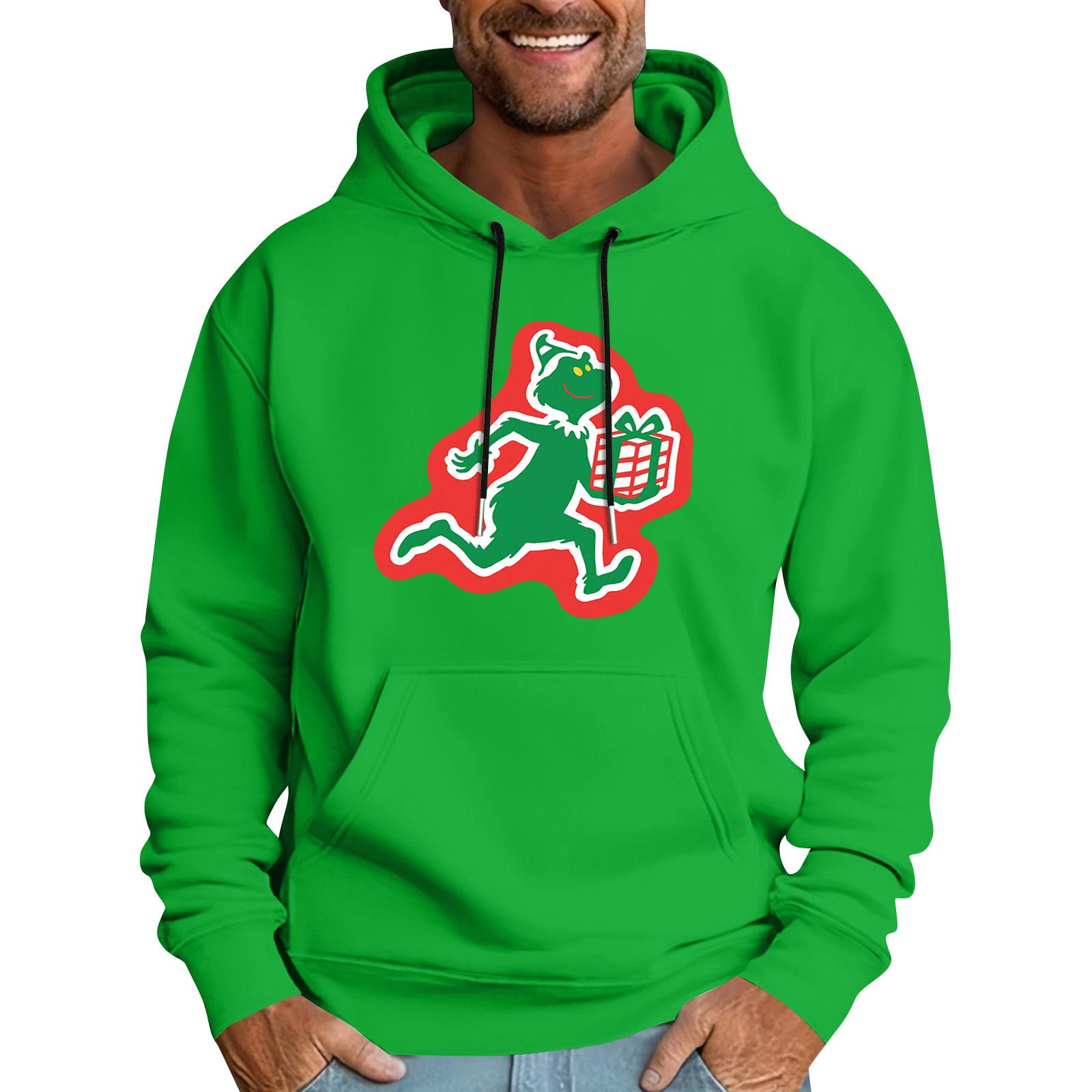 

Мужская повседневная спортивная толстовка с капюшоном и карманом, с рождественским принтом, с длинным рукавом L