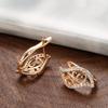 Delicate Leaf  Rose Gold Color English Earrings For Women Luxury Natural Zircon Accessories Vintage Bride Daily Jewelry