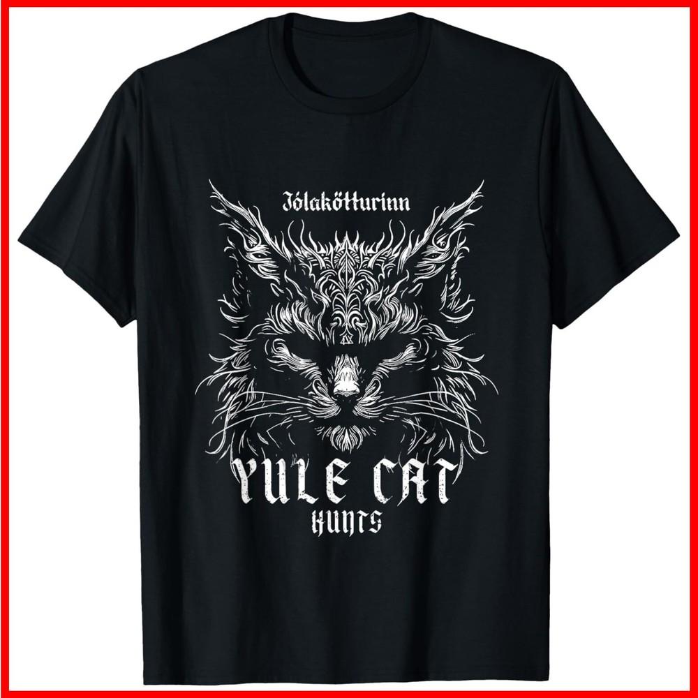 Jólakötturinn Christmas Yule Cat Hunts Black Cotton T-Shirt Unisex T-Shirt L