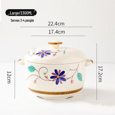 ZISIZ Ceramic Double Boiler Stew Pot