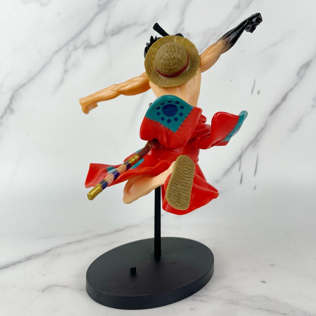 23cm Anime One Piece Kimono Monkey D. Luffy Second Gear Duel Figure Scene PVC Model Toy Collecting Desk Decorations Gift