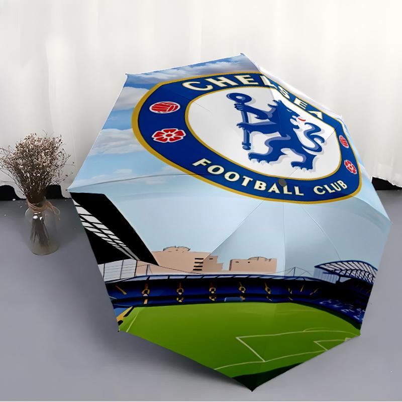 Printed Chelsea FC logo Printed Folding Umbrella,Outdoor,Leisure,And Travel Umbrella,Durable Umbrella Fabric,Birthday And Holiday Gift