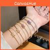 Minimalist Zircon Round Open Cuff Bracelet For Women Elegant Fashion Jewelry
