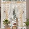 1PC LOZUJOJU Flower Embroidery Lace Sheer Curtain French Countryside Cream Style Half Curtain for Bedroom Living Room Window Showcase Home Decor