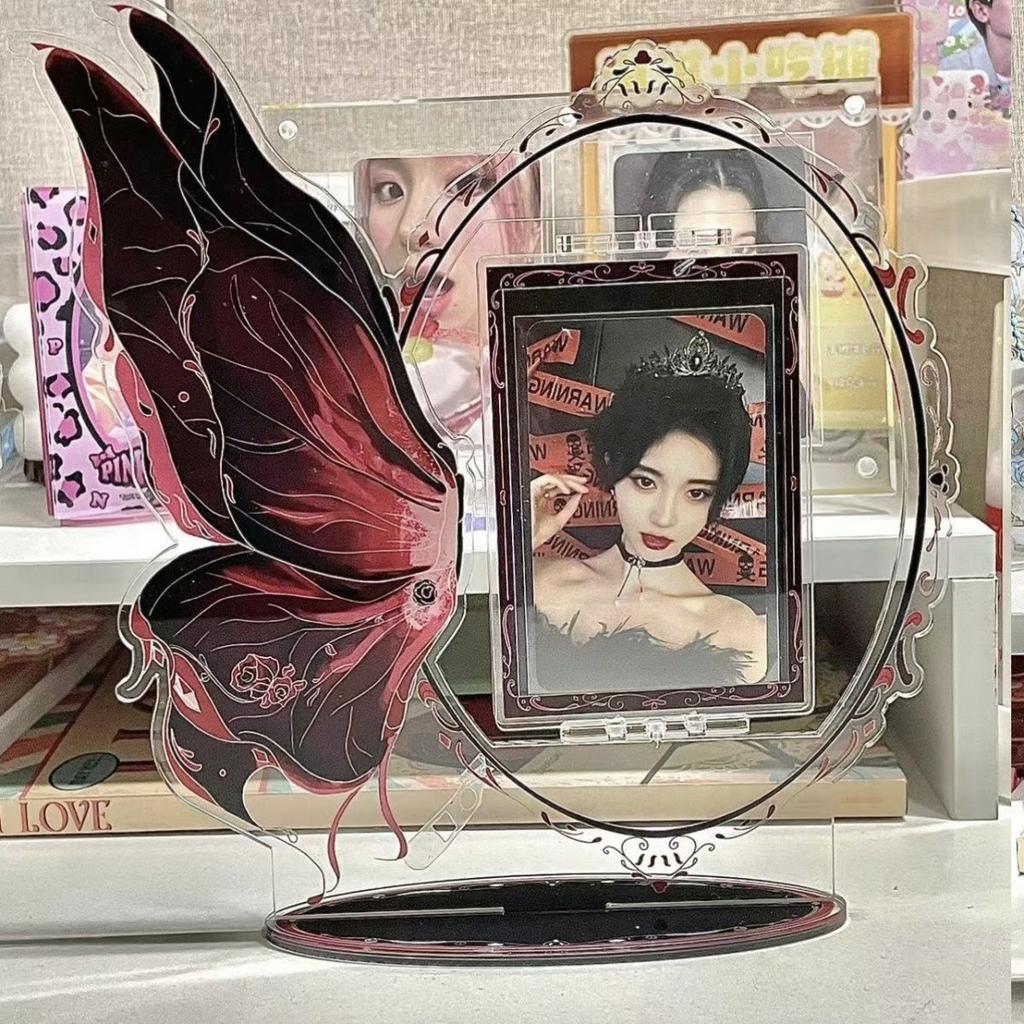 JESJELIU 3 Inch Acrylic Kpop Photocard Holder Butterfly Standing Card Holder Idol Photo Card Frame Display Case Desktop Decor