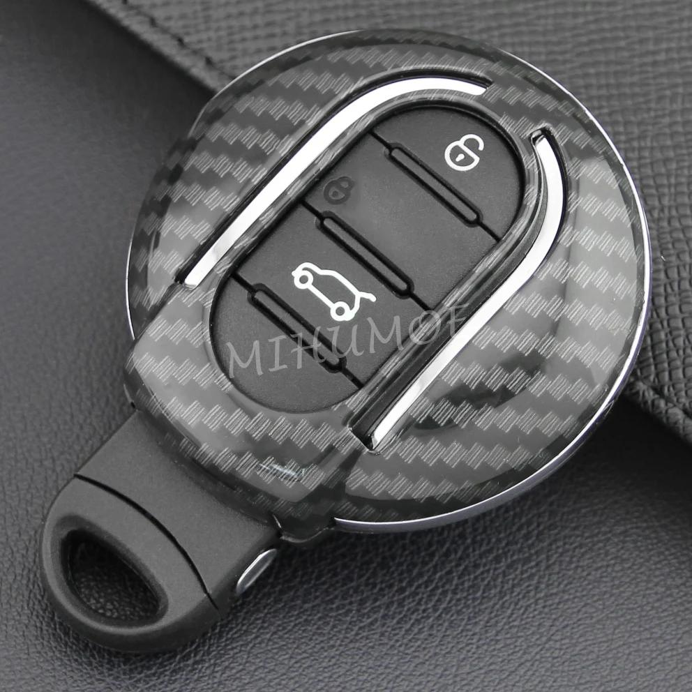 Carbon Fiber Car Key Fob Cover Case Chain Ring For Mini Cooper S One Countryman Clubman F54 F55 F56 F57 F60