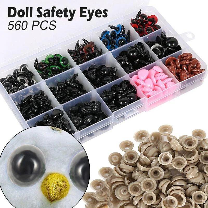 560Pcs Doll Making Eyes Reusable Plastic Button Eyes Multiple Sizes DIY Stuffed Animals Toy Bear Eyes for Plush Crochet Dolls