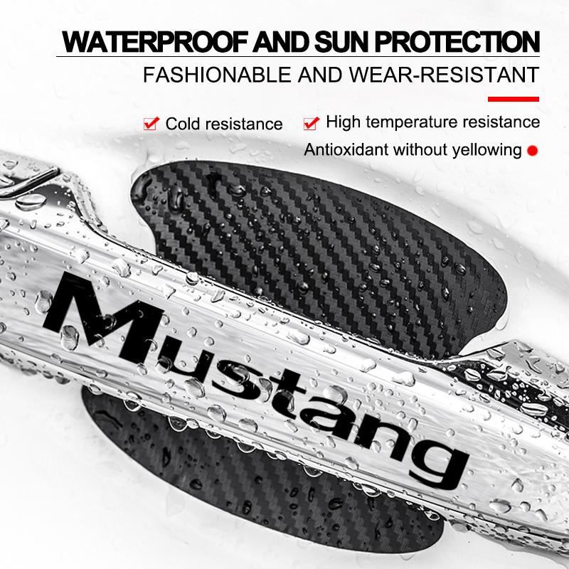 Car Door Sticker Carbon Fiber Scratches Auto Handle Protection Film For Ford Mustang Spoiler Shelby GT 350 500 Cobra E Focus 2 3 MK3 Kuga