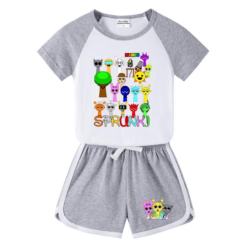 Kids' Summer Color Block Sports Set: Short Sleeve T-shirt & Hot Pants
