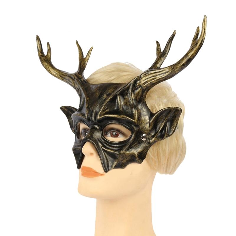 Rentierhornmaske Halloween Cosplay Maske Tiermaske Maskeballmaske Partymaske Abendmaske für Damen und Herren