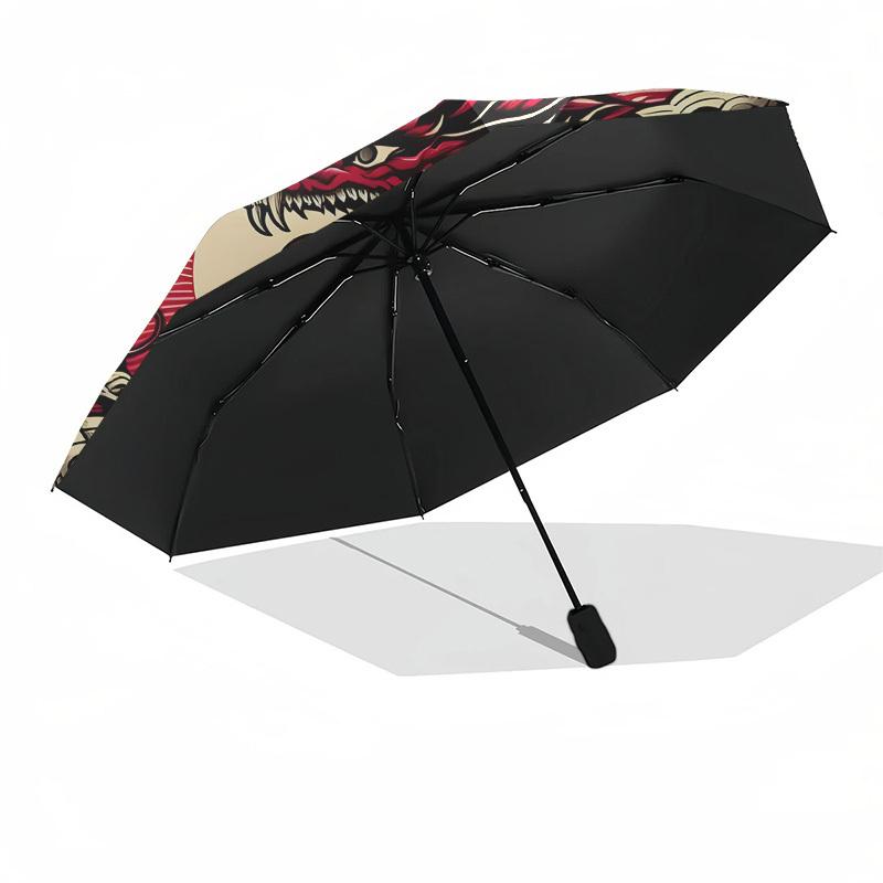 1pc Red Dragon Circular Emblem Umbrella with Plastic Handle,Suitable for All Seasons Home Travel Outdoor UmbrellaDD1263