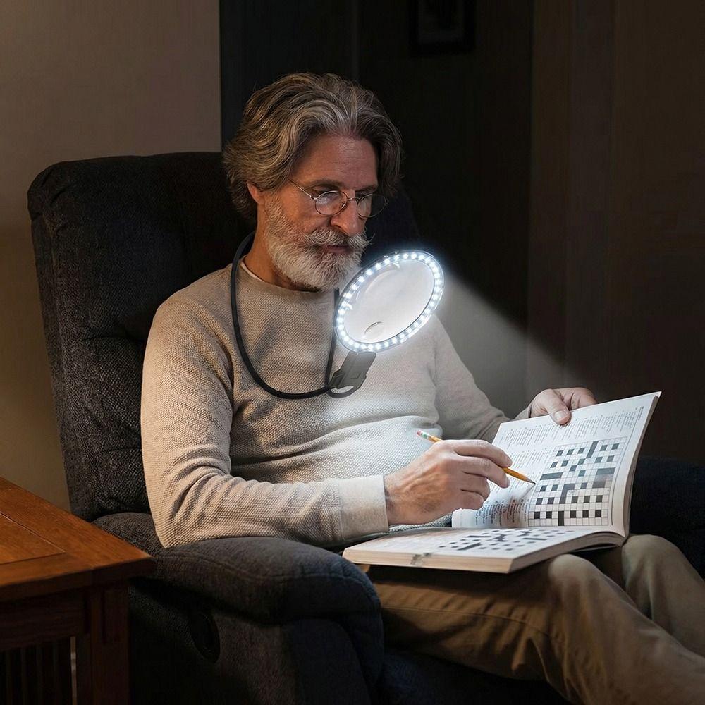 Rechargeable Reading Magnifying Glass 36 LED Full Book Page Magnifier  Book Reading