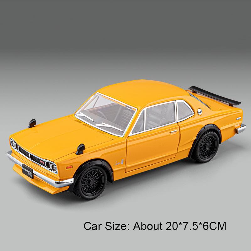 

1:24 Scale GTR R34 Car Model Toy Doors Opened Sound Light Models Shock Absorption Front Wheel Steer Vehicle for Boy Holiday Gift