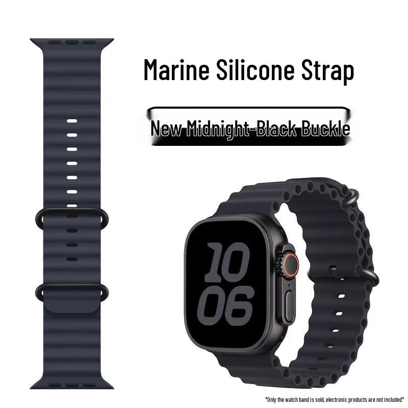 Double Buckle Solid Silicone Strap for Apple Watch Series 1, 8, 9