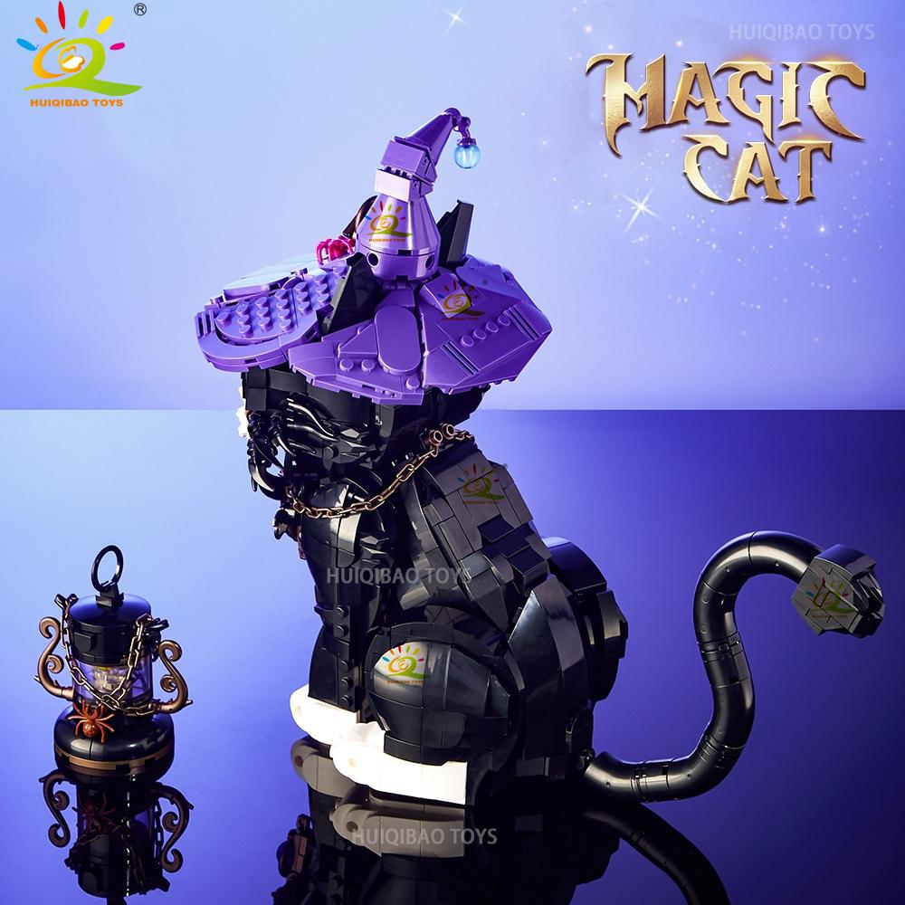 Non-Toxic Halloween Wizard Cat Dog Ghosts Pumpkin Houses Model Building Block Diy Haunted House Bat Bricks Toys For Adult Gift