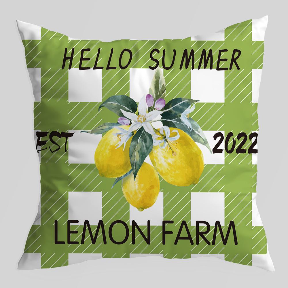 New Lemon Series Pillowcase, Plant Truck, Peach Skin Velvet Printed Pillow, Office Lumbar Cushion Cover