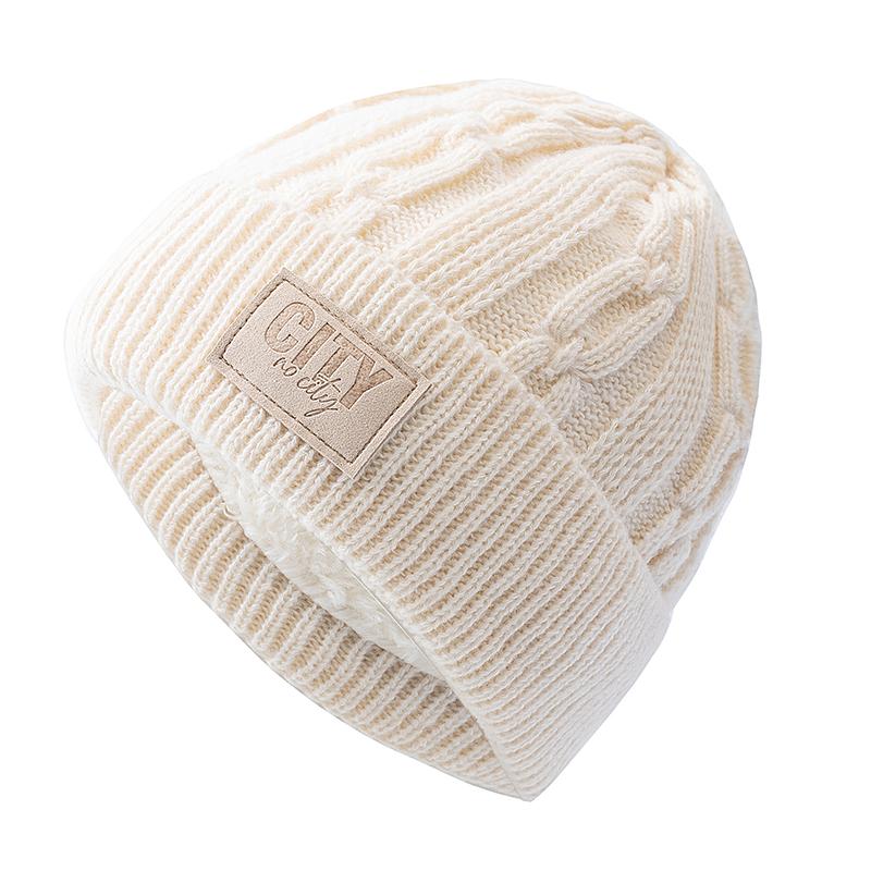 

Унисекс Шапка-бини с надписью Модные зимние шапки для мужчин и женщин Уличная классическая теплая зимняя шапка 56cm-60cm бежевый