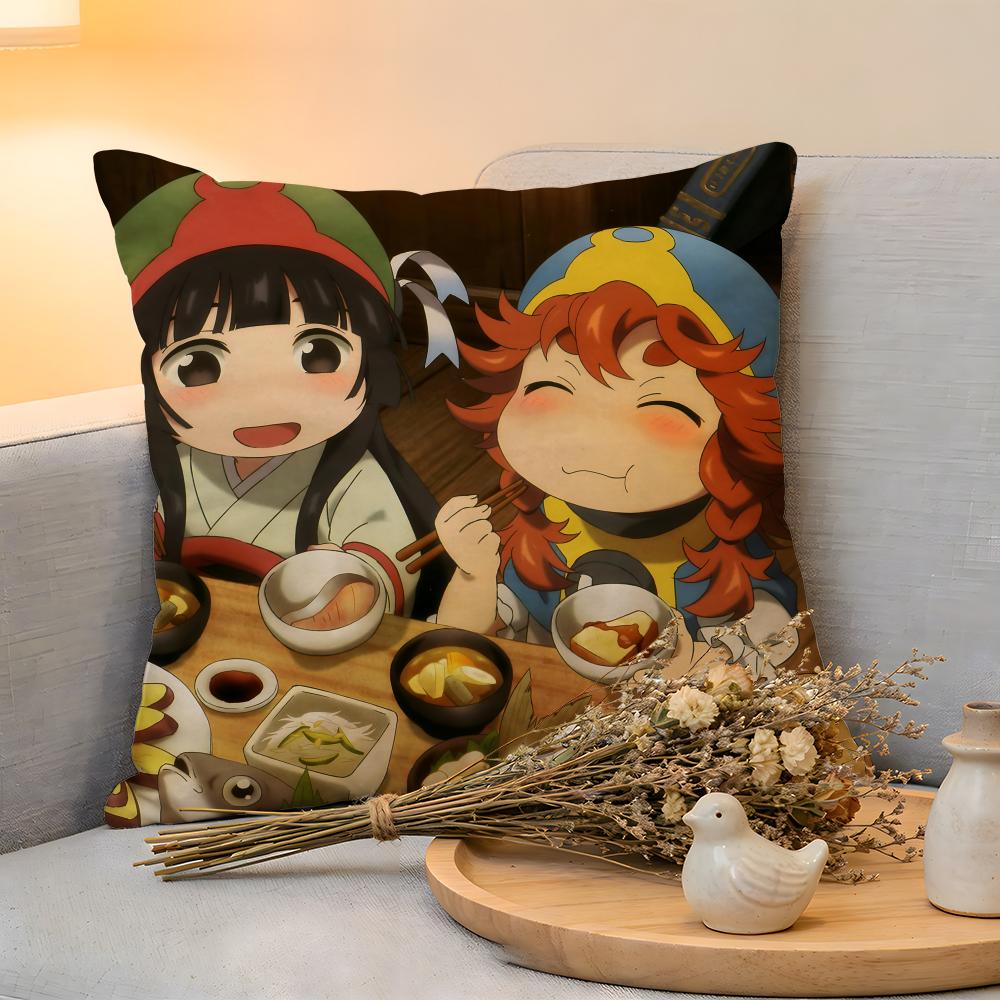 Cushion Cover  Linen  SkinFriendly Soft Decorative Case For Sofa Home Decor Kwaii Anime Hakumei And Mikochi Pillow cover