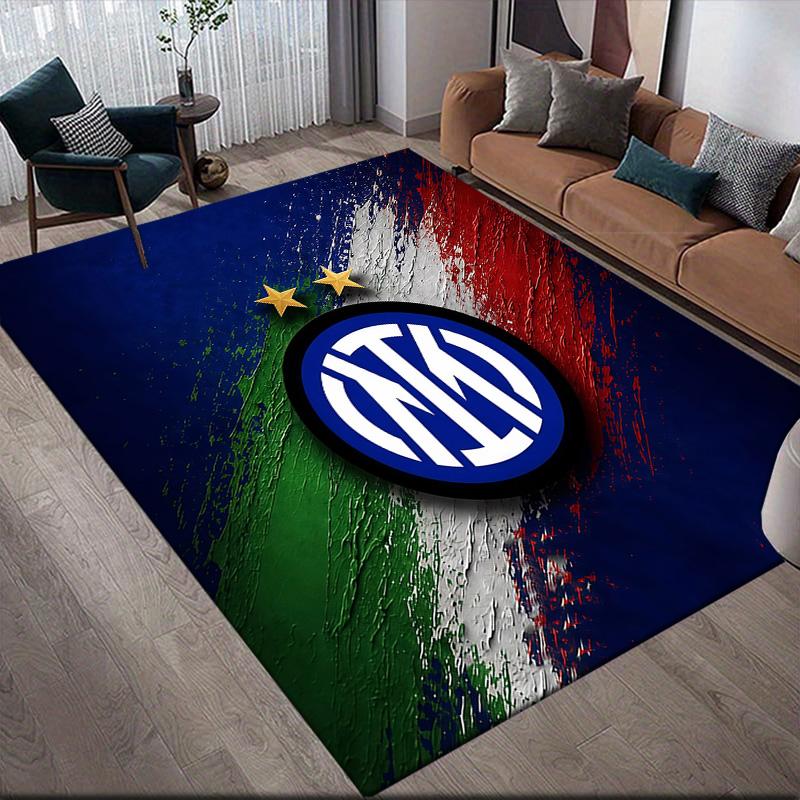 Football Club Internazionale Milano Flannel Pattern Square Carpet,Area Rug,Carpet Rug for Living Room Bedroom Sofa Playroom Decor,Non-slip Floor Mat