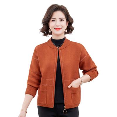 Vêtements Maman Automne Hiver Gilet Tricoté Haut Veste à Capuche Tendance pour Femmes d'Âge Moyen Polyvalent Ample