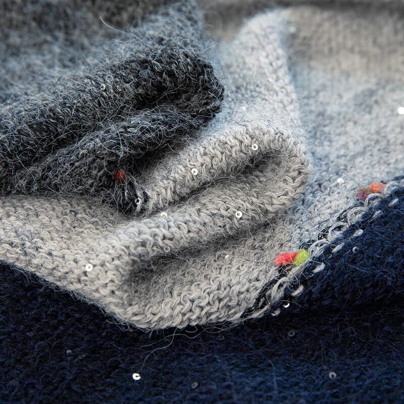 Women's V-Neck Color Block Knit Pullover Sweater