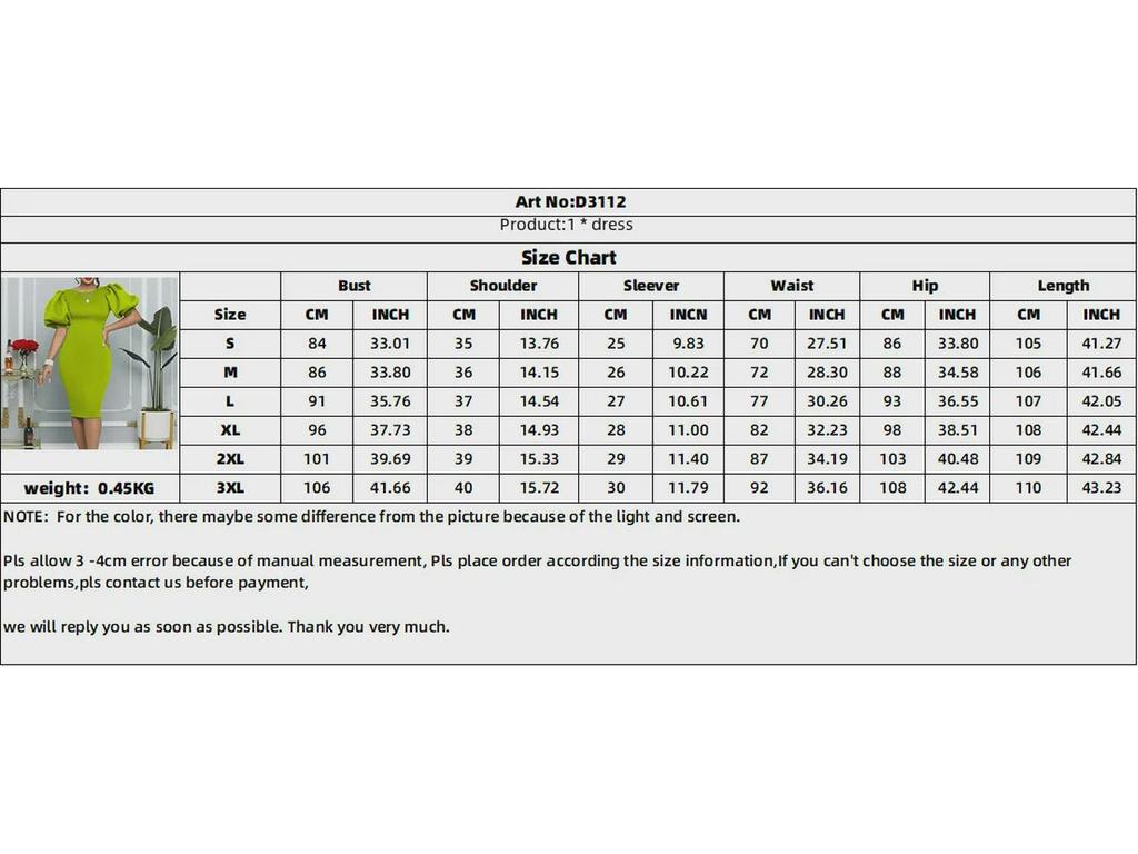 Damen Sommer 2022 Puffärmel Hüftbetontes Bankettkleid - Europäischer & Amerikanischer Stil
