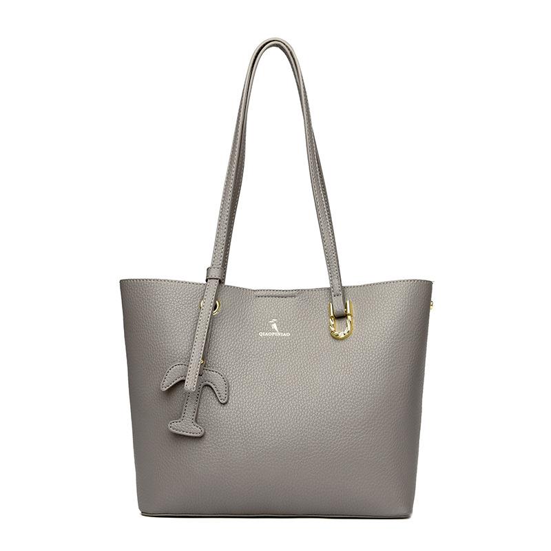 Trendy Fashion Retro Portable Tote Bag New Solid Color Soft Leather Texture Shoulder Bag Commuting To Work Large Capacity Women's Bag