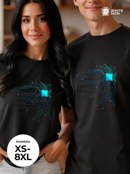 Stylish Techno-chip cotton oversized T-shirt 3XL