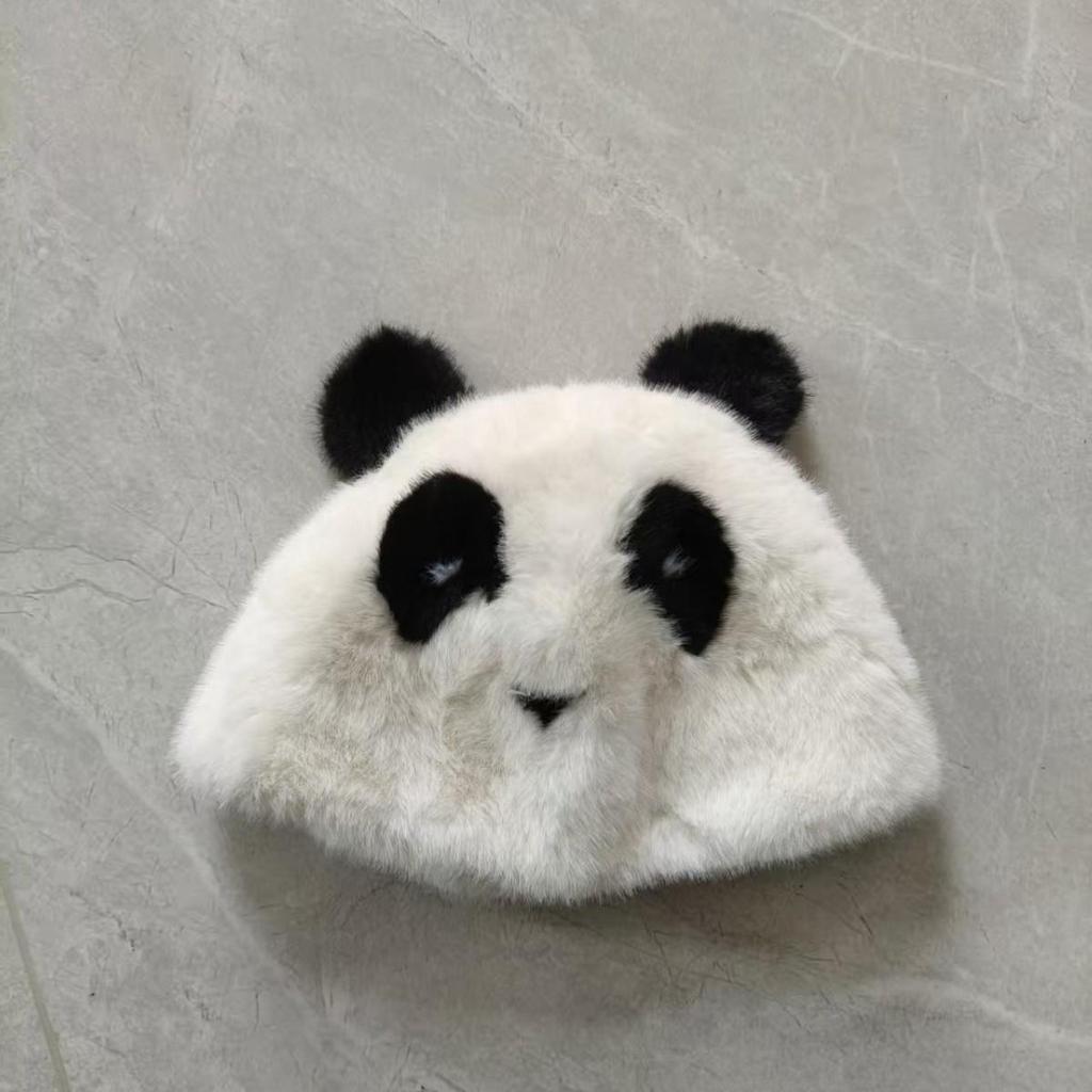 Panda Earflap Hat - Fluffy, Warm, Windproof Faux Mink Fur for Autumn/Winter