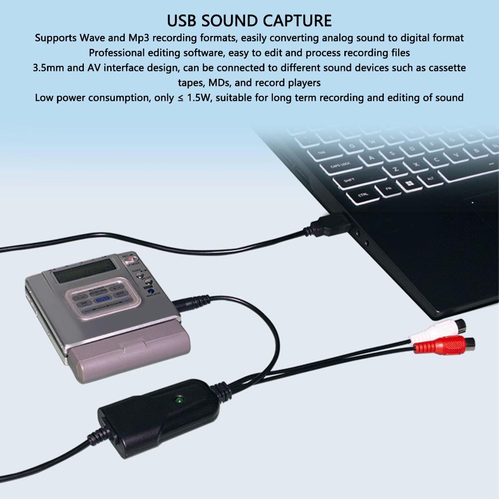 USB 2.0 USB Sound Capture 3.5mm Port MP3 Converter Adapter Audio Capture Card Home Studio Use