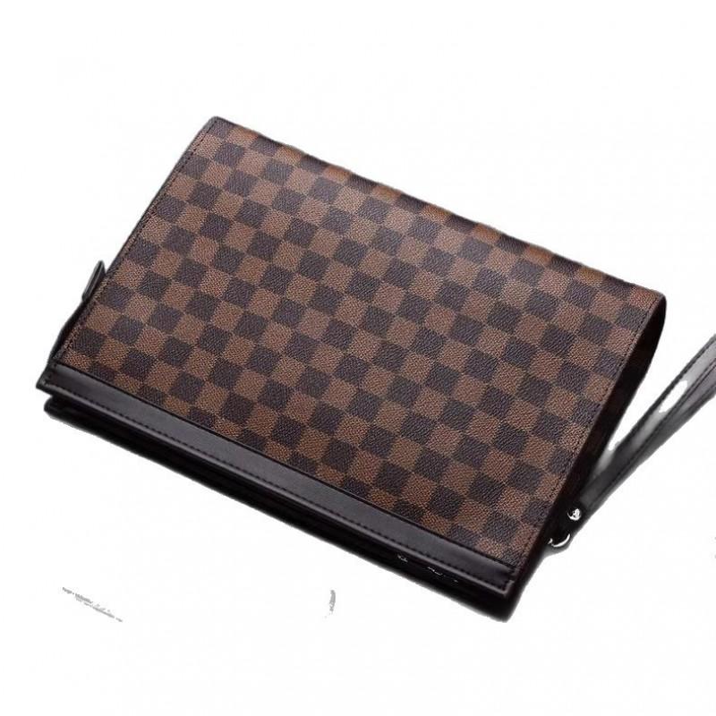 Pochette pour homme en cuir PU Grande capacité Portefeuille Business Casual Avec Bandoulière Chaînette Trajet Quotidien Voyage