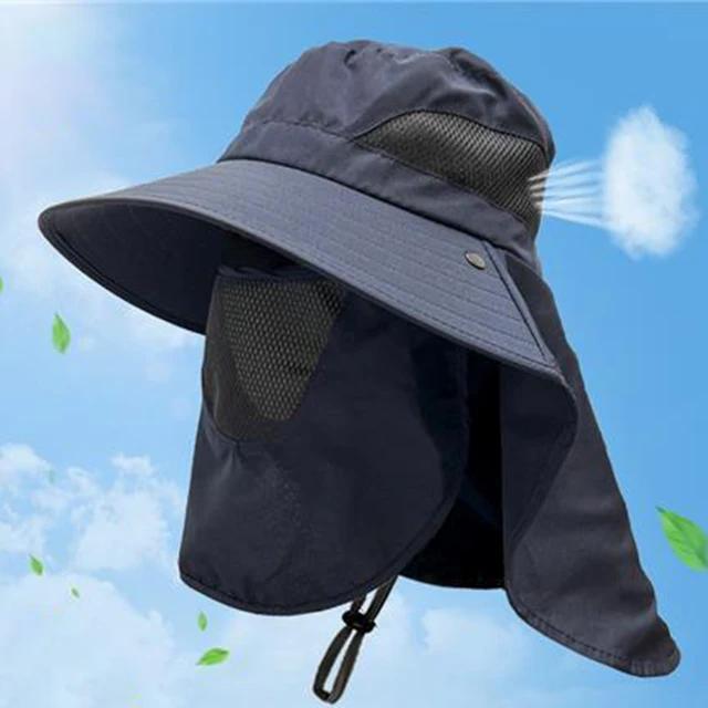 Summer Sun Hats Uv Protection Outdoor Hunting Fishing Cap For Men Women Hiking Camping Visor Bucket Hat Neck Flap Fisherman Hat