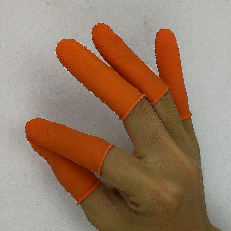 Orange Anti-slip Disposable Latex Finger Cots (Bagged)