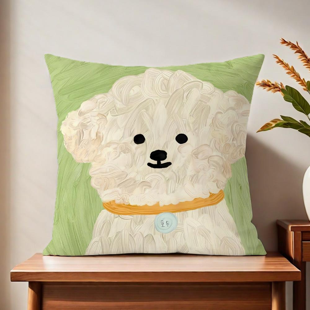 Dog Cute Cartoon Cushion Cover For Pillow Printing Sofa Decoration Home Car Room Coffee Shop Office Nordic Simplicity